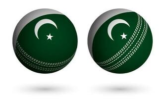 Kricket Ball im realistisch Stil im Farben von Flagge von islamisch Republik von Pakistan. Sommer- Mannschaft Sport. Vektor auf Weiß Hintergrund