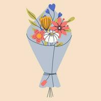 Strauß von Blumen. gut zum Gruß Karten oder Einladung Design, Blumen- Poster. vektor