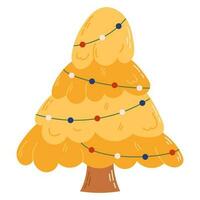 jul träd med dekorationer. jul och ny år firande begrepp. Bra för hälsning kort, inbjudan, baner, webb design. vektor