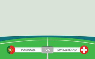 Vektor Spiel Vorschau mit ein niedriger dritte Etikette innerhalb Fußball Stadion Hintergrund. Portugal vs. Schweiz.