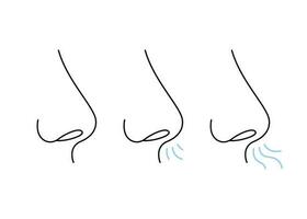 näsa, andetag, linje ikon. trängsel nasal andetag, respiratorisk problem. andas övning av näsa, djup andas ut och andas in. hälsa. vektor illustration