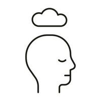 Kopf Profil mit Ruhe Stimmung, Linie Symbol. Gesicht mit Wolke. Steuerung von Geist, Psychologie. Vektor Illustration