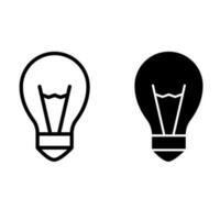 Glödlampa vektor ikon uppsättning. belysning illustration tecken samling. ljus symbol eller logotyp.