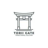 torii Tor Linie Kunst Logo vektor