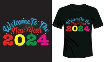 Välkommen till de ny år typografi t-shirt design vektor