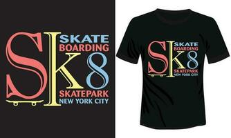 sk8 t-shirt vektor design, redo till skriva ut skridsko t-shirt vektor illustration ny york stad skateboard t-shirt design