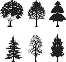 Vektor einstellen von Pflanze und Baum Silhouette Illustration, minimalistisch Baum Silhouette einstellen