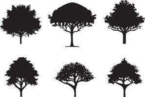 Vektor einstellen von Pflanze und Baum Silhouette Illustration, minimalistisch Baum Silhouette einstellen