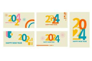 2024 glücklich Neu Jahr Poster Satz. abstrakt Typografie Design Logo 2024 zum Vektor