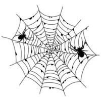 unheimlich schwarz Spinne Netz isoliert auf Weiß. gespenstisch Halloween Dekoration. vektor