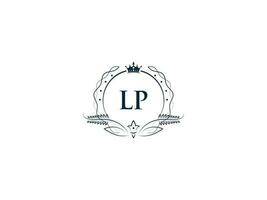 feminin lp Luxus Krone Logo, minimalistisch lp pl Logo Brief Vektor Kunst