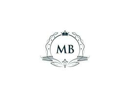 Monogramm mb Luxus Krone Logo, kreativ feminin mb bm Logo Brief Symbol Vektor