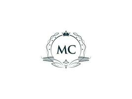 Monogramm mc Luxus Krone Logo, kreativ feminin mc cm Logo Brief Symbol Vektor