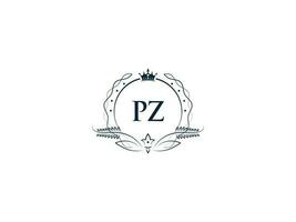 minimalistisk pz logotyp ikon, kreativ pz Z P lyx krona brev logotyp design vektor