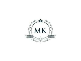 Monogramm mk Luxus Krone Logo, kreativ feminin mk km Logo Brief Symbol Vektor