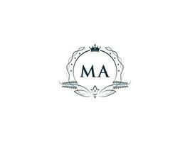 Monogramm ma Luxus Krone Logo, kreativ feminin ma bin Logo Brief Symbol Vektor