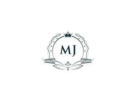 Monogramm mj Luxus Krone Logo, kreativ feminin mj jm Logo Brief Symbol Vektor