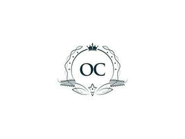 minimalistisk oc feminin logotyp tillverkare, alfabet oc co logotyp brev vektor krona