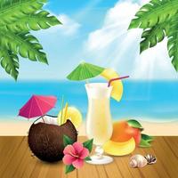 Cocktails realistische Pina Colada Zusammensetzung Vektor-Illustration vektor