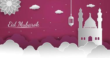 eid mubarak Hintergrund im Papierschnittstil vektor