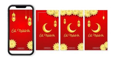 uppsättning lyx eid mubarak bakgrund för sociala medier post vektor