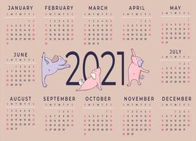 kalender 2021 12 månader vektor