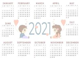 Kalender 2021 12 Monate Vektor