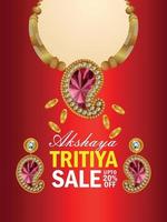 akshaya tritiya indiska smycken försäljning flygblad med guldmynt och halsband vektor
