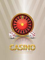 Casino-Glücksspiel mit Roulette-Rad und Würfeln vektor