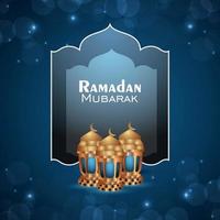islamisk festival ramadan kareem inbjudningskort med gyllene realistisk lykta vektor