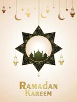 Ramadan Kareem Einladungsgrußkarte mit Vektorillustration mit arabischer Laterne vektor