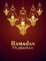 ramadan mubarak inbjudningsfest reklamblad med vektorillustration av ljuslykta vektor