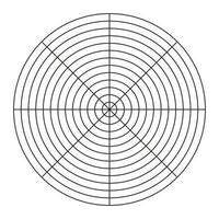 polär rutnät av 8 segment och 12 koncentrisk cirklar. cirkel diagram av livsstil balans. hjul av liv mall. vektor tom polär Graf papper. coaching verktyg.