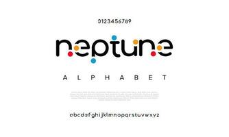 Neptun abstrakt Digital Technologie Logo Schriftart Alphabet. minimal modern städtisch Schriftarten zum Logo, Marke usw. Typografie Schrift Großbuchstaben Kleinbuchstaben und Nummer. Vektor Illustration