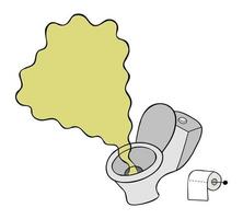 Karikaturvektorillustration des Toilettensitzes mit einem üblen Geruch vektor