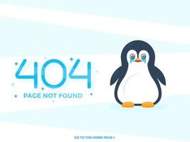 404 Seite nicht gefunden mit weinendem Pinguin-Vektor-Webdesign vektor