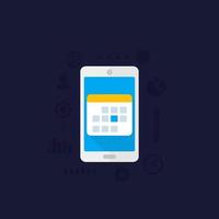 Kalender oder Zeitplan im Smartphone-Vektor-Symbol vektor