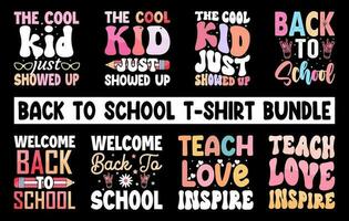 zurück zu Schule T-Shirt bündeln Vektor, Hallo Kindergarten T-Shirt Satz, herzlich willkommen zurück zu Schule, Hallo Kindergaten vektor