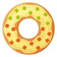 heller Donut mit Glasur kein Diät-Tages-Symbol ungesundes Essen süßer Fastfood-Zuckersnack zusätzliche Kalorien Konzeptvorrat Vektorillustration lokalisiert auf weißem Hintergrund im Cartoon-Stil vektor