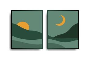 Mond und Sonne moderne minimalistische Wanddekoration gesetzt vektor