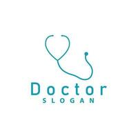 hälsa logotyp, läkare stetoskop vektor, hälsa vård linje design, ikon silhuett illustration vektor