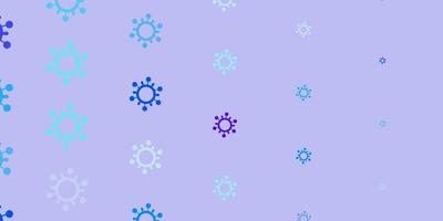 ljusrosa, blå vektorbakgrund med covid-19 symboler. vektor