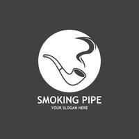 rökning rör svart och vit kontur teckning logotyp vektor
