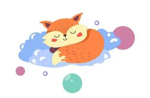 schläfrig Fuchs auf Wolke, Schlafen Tier Charakter vektor