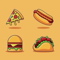 Fast-Food-Vektor-Ikonen-Illustrationssatz vektor