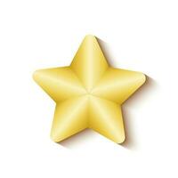3d tecknad serie gul lysande gyllene stjärna pris med skugga vektor