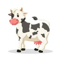 Karikatur glücklich Kuh isoliert auf Weiß. Vektor Illustration
