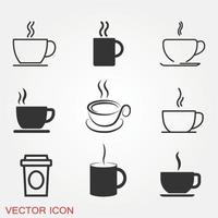 kaffekopp ikoner set vektor