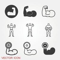 muskel ikoner set vektor
