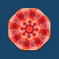Dies ist ein rotes geometrisches polygonales Mandala mit einem orientalischen Blumenmuster vektor